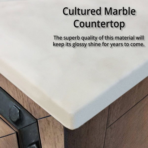 English Elm Rustic Barnwood Double Bath Vanity With Cultured Marble Top & Dual Mirrors For Stylish Storage Solutions B2731S00924-GIGA