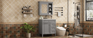 English Elm 30'' Modern Bathroom Vanity Set With Mirror, 2 Drawers & Tip-Out, Stylish Storage For Small Spaces SW000127AAE-3