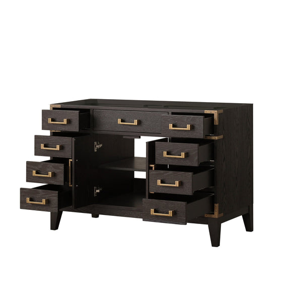 English Elm Brown Oak Single-Sink Vanity With Soft-Close Drawers, Elegant Storage & Easy Installation - 48” W X 22” D B2731P259800