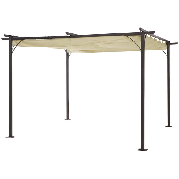 English Elm Outsunny 11.5' X 11.5' Stylish Retractable Pergola Canopy - Durable Metal Shade For Outdoor Spaces W2225P200901-GIGA