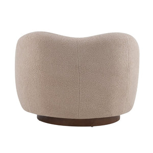 English Elm Wooden Bentwood Base Bouclé Barrel Swivel Chair for Living Room Reading Nook N776P359106B