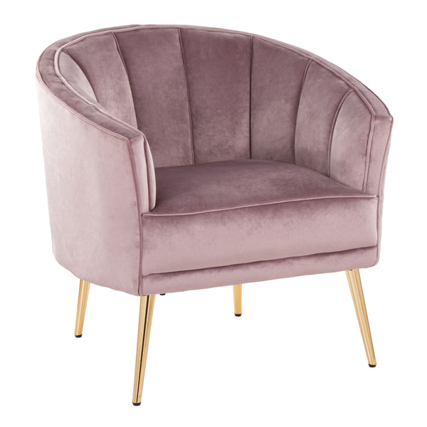 English Elm Tania Tufted Velvet Accent Chair with Gold Metal Legs — Contemporary Glam Seating, Cushioned Comfort Pink B202P223877