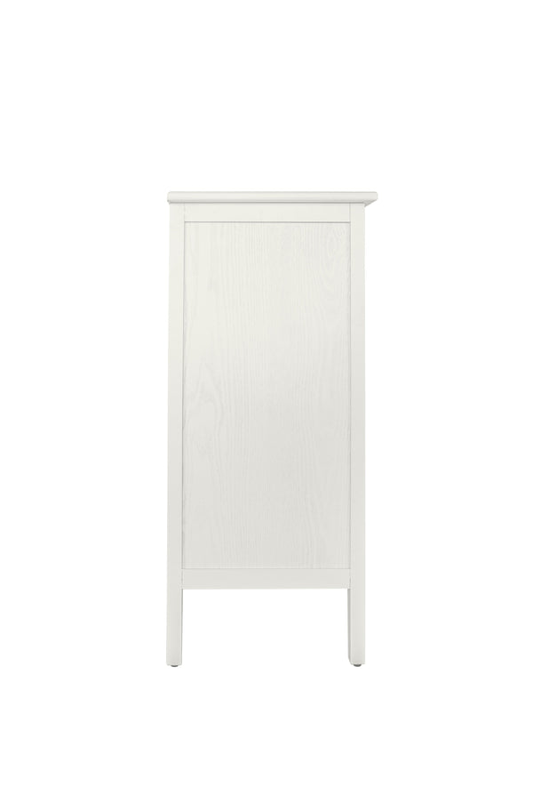 English Elm 3 Drawer Cabinet with Hollow Carved Accents, Solid Pine Feet, Gold Handles & Smooth Metal Slides — Elegant Storage for Entryway Bedroom Living Room Beige W688138992