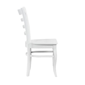 English Elm White Ladder-Back Dining Chairs Set of 2 - Farmhouse Wooden Side Chairs, Contoured Seats, 18" Height B011P188439