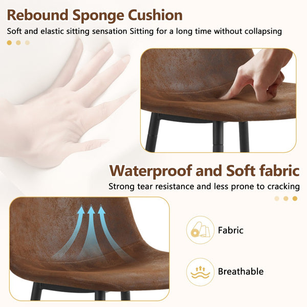 English Elm Table Set: Modern Walnut Grain Dining Table With 6 Comfortable Techno-Fabric Chairs & Storage Shelf W1151S04290-GIGA