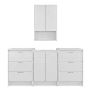 English Elm 72" Freestanding Bathroom Vanity Set With Modern Resin Sinks, Soft-Close Drawers & Ample Storage Space W999S00436