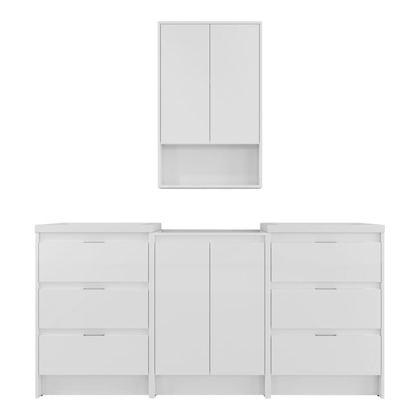 English Elm 72" Freestanding Bathroom Vanity Set With Modern Resin Sinks, Soft-Close Drawers & Ample Storage Space W999S00436