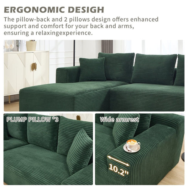 English Elm Modular Cloud Sectional with Oversized Chaise Memory Foam Fill Casual Living Room Sofa W3224S00009