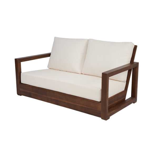 English Elm Christopher Knight Home® - WESTCHESTER Acacia Wood Loveseat and Coffee Table Set with Floor-Chair Design and Water-Resistant Cushions Beige,Mocha 55.75 L x 32.75 W x 18.6 H N776P301043M