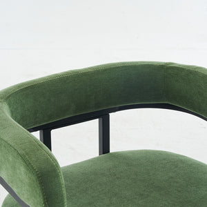 English Elm Modern Chenille Counter Stools Set of 2 — Upholstered Ergonomic Bar Chairs with Metal Frame & Armrests for Kitchen Island Green W1901P264277