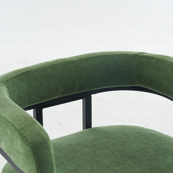 English Elm Modern Chenille Counter Stools Set of 2 — Upholstered Ergonomic Bar Chairs with Metal Frame & Armrests for Kitchen Island Green W1901P264277