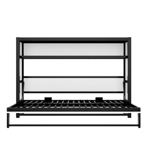 English Elm Twin Space-Saving Murphy Bed With Shelves – Stylish Foldable Metal Wall Bed For Compact Living Spaces W1580S00149-GIGA