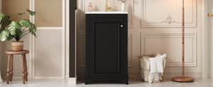 English Elm 20-inch Bathroom Vanity with Ceramic Sink, Modern Freestanding Single Vanity with Soft-Close Doors and Adjustable Shelf for Ample Organized Storage Black N710P317678B