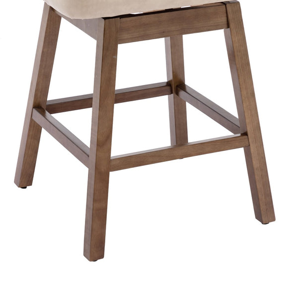English Elm United We Win Quilted Microsuede Swivel Barstool with Wood Legs and Gold Rivet Trim Apricot W1568P361708