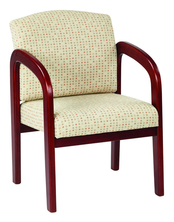 OSP Home Furnishings Cherry Finish Solid Wood Visitor Chair with Lumbar Support for Office or Reception Areas WD387-K100