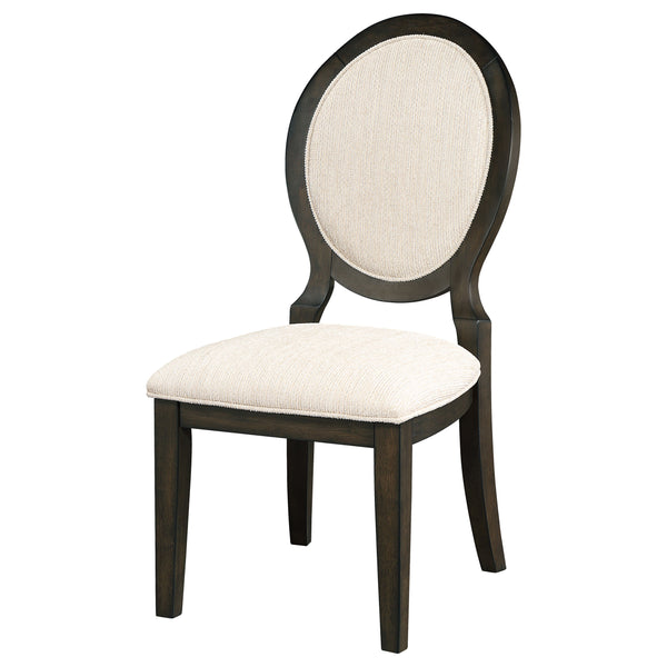 English Elm Fulton Dark Cocoa Oval Back Dining Side Chair Set of 2 — Cream Chenille Upholstery, Elegant Curves, Sturdy Wood Frame B062P375552