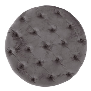 English Elm Christopher Knight Home® - OTTOMAN Velvet Tufted Diamond Stitch Cocktail Seat — Modern Glam Round Pouf, Durable Polyester Finish Grey 59313.00GRY