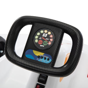 English Elm 12v Kids Electric Go Kart with Parental Remote Dual Motors Led Bluetooth Pedal White W2181P201026