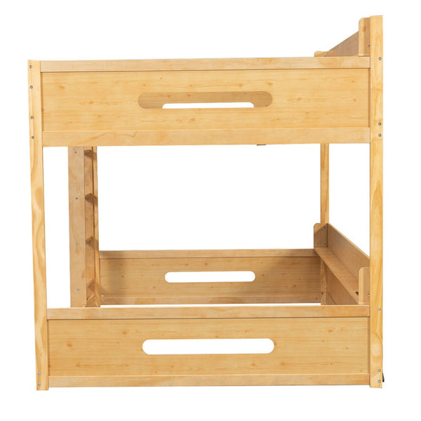 English Elm Queen Over Pine Bunk Bed with Built-in Shelves and Usb Charging Ports Wood N7090002238D
