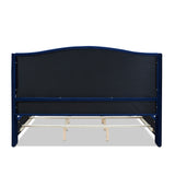 English Elm Marcella Upholstered Shelter Headboard Bed Set, King, Navy Blue Velvet