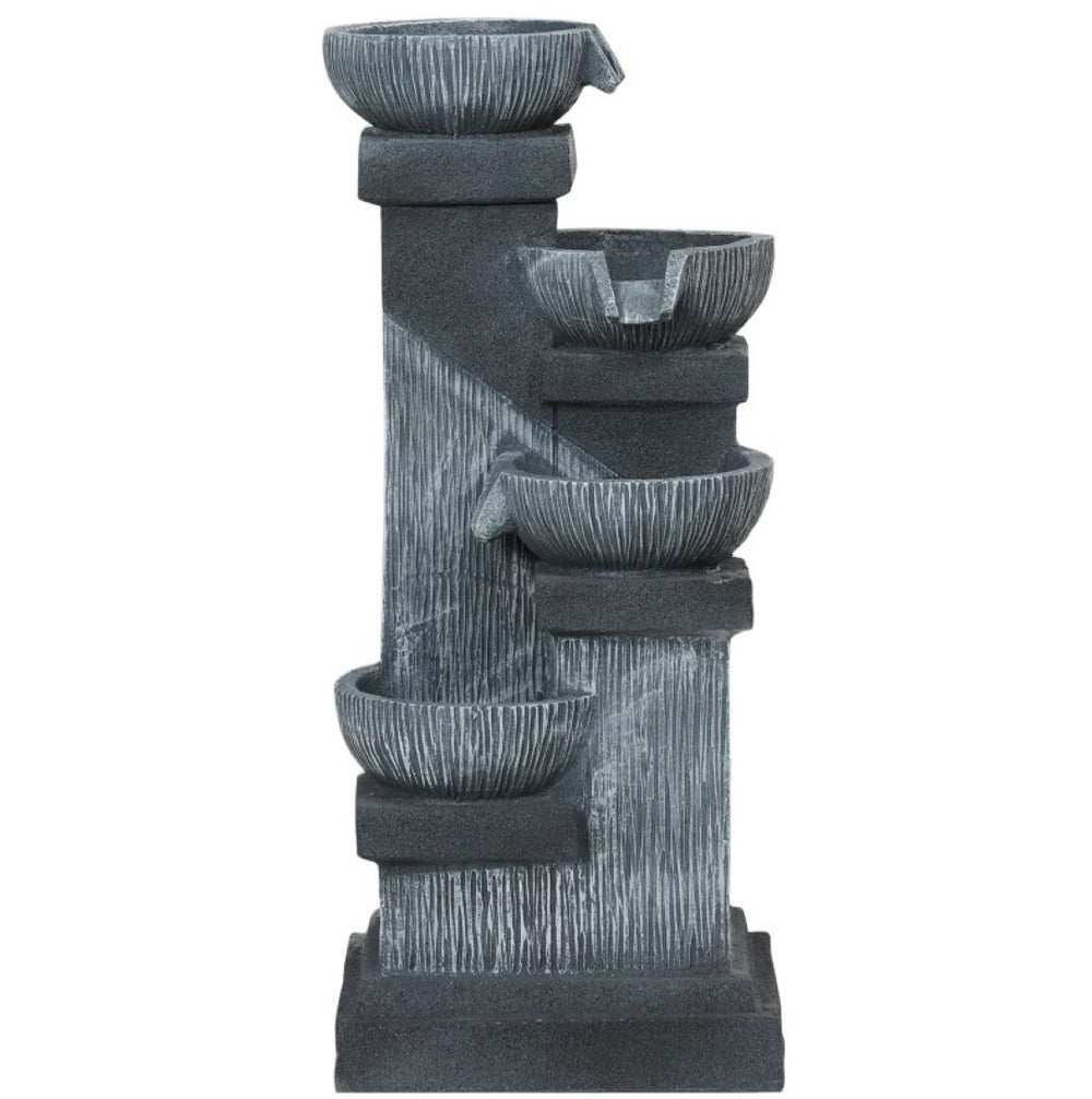 English Elm 4-tier Resin Cascading Outdoor Fountain with Led Lights Stone Look Patio Decor T3971P421171