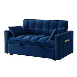 English Elm 4 Loveseat Sofa Bed with Storage Pockets & Armrests, Convertible Pull-Out Sleeper with Wheels, Tufted Comfort and Durable Frame for Small Spaces Navy W2186P166129
