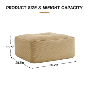 English Elm Ottoman Corduroy Upholstered Modular Accent Piece with High Resilience Foam and Curved Arms Camel W714P364684