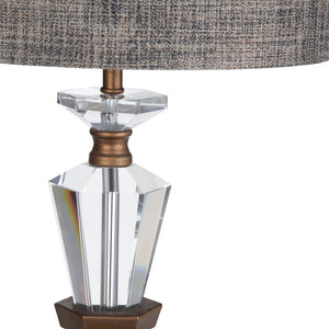 Crestview Collection 36"H Crystal & Metal Table Lamp – Elegant Gold Finish, Textured Grey Shade, 3-way Lighting & Chic Accent   Cvazbs132