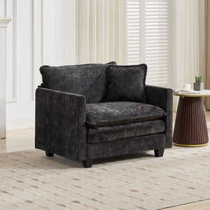 English Elm Cloud Sofa Single Seat Module - Modern Chenille Couch For Living Room & Bedroom Comfort, Black W1143S00006
