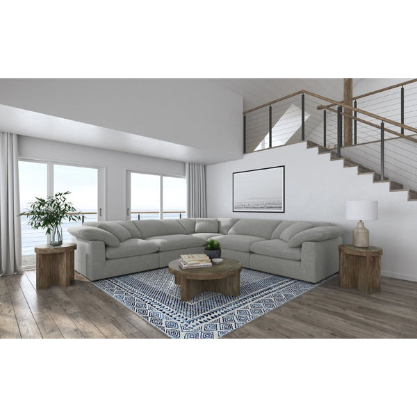 English Elm Segoura Five Piece Bouclé Modular Sectional Soft Low Profile Living Room Sofa B062S01653