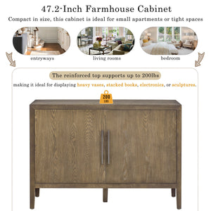 English Elm U_STYLE 47.2-Inch Farmhouse Sideboard with Ash Veneer, Double-Door Storage, Iron Handles, Stable Design Espresso N711P241278D