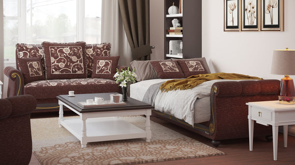 English Elm PrimeNest Timeberline Collection Upholstered Convertible Loveseat with Storage, Chenille Sleeper Sofa Foldout Brown B030P281786