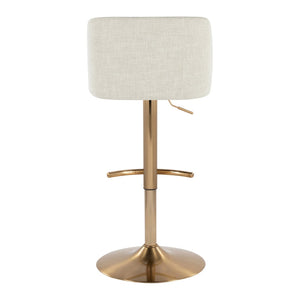 English Elm Toriano Adjustable Barstool Set Of 2 In Cream Fabric With Gold Base, 360° Swivel & Modern Design B202S01033-GIGA