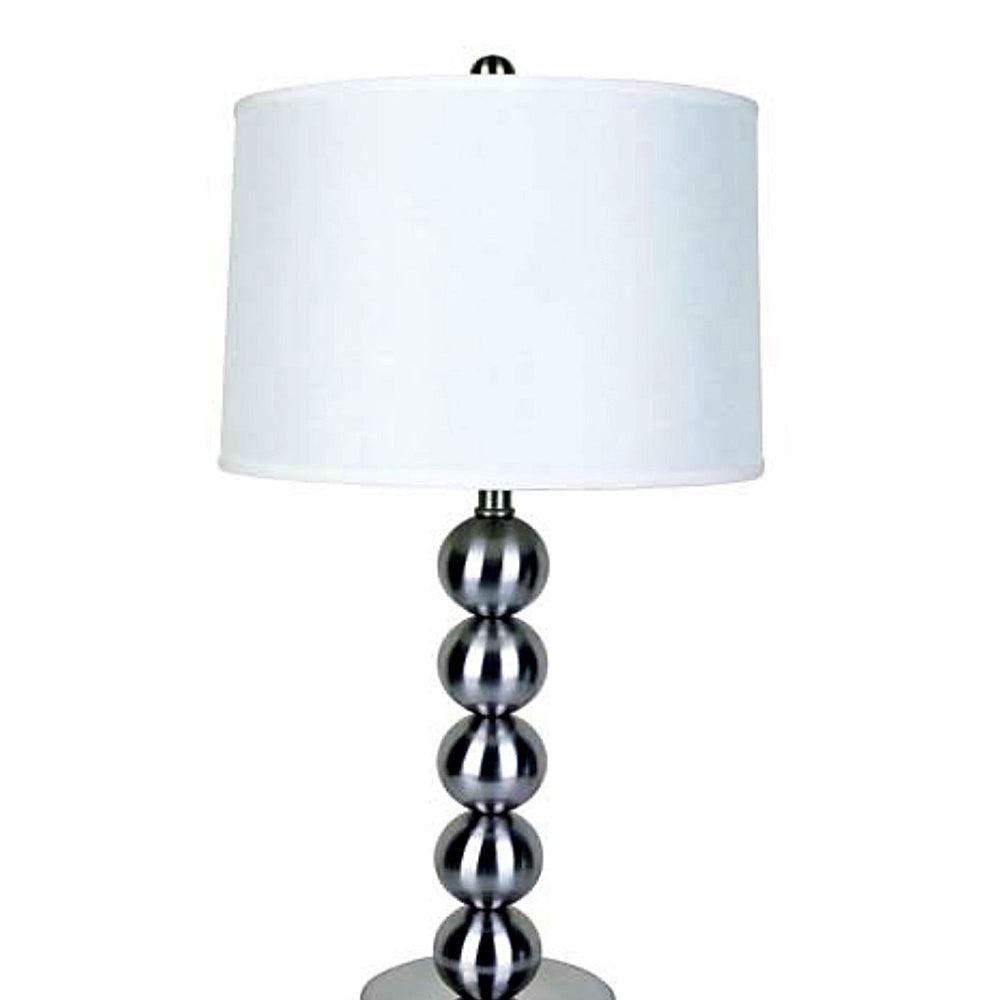 English Elm 28" Elegant Metal Table Lamp with Satin Nickel Curvy Base, White Linen Shade, 60W Max, 13x11 Shade B072116068