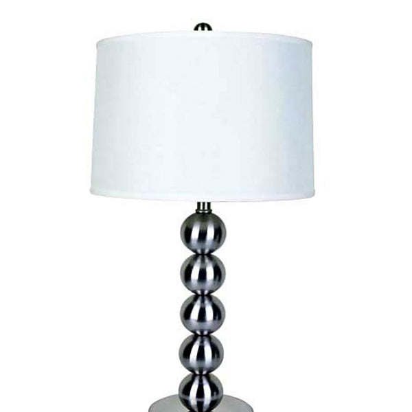English Elm 28" Elegant Metal Table Lamp with Satin Nickel Curvy Base, White Linen Shade, 60W Max, 13x11 Shade B072116068