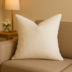 English Elm Homey Plush Sherpa Throw Pillow for Sofas & Beds — Ultra-Soft, Fluffy Supportive Accent Cushion Beige B357P356871