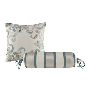 English Elm 12 Piece Comforter Set with Cotton Sateen Sheets Paisley Jacquard Bedding Queen Gray Accents Teal 19.29 L x 23.62 W x 11.02 H B035P148326