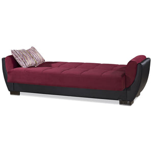 English Elm Primenest Skyhaven Convertible Upholstered Sofabed With Storage – Burgundy Microfiber, Compact Comfort B030P286503-GIGA