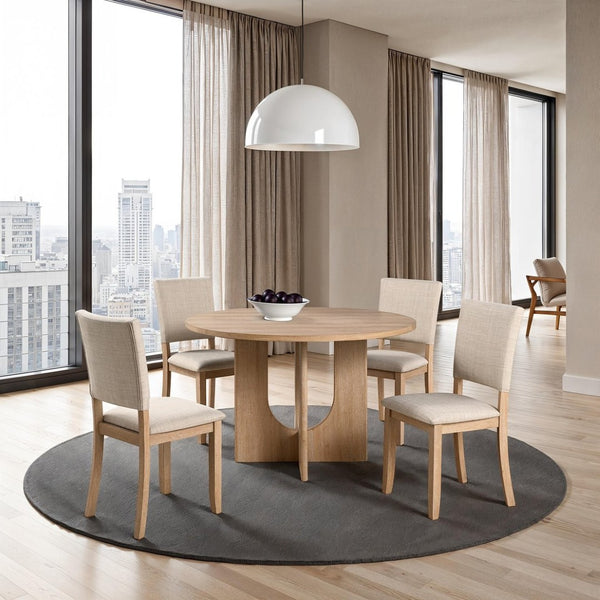 English Elm Classic Round Pedestal Dining Table Rubberwood Matte Finish Seats Four Modern Home Natural B2741P421161