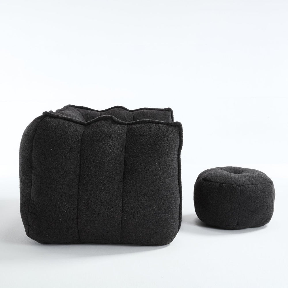 English Elm Soft Bean Bag Chair Set With Footstool For Gaming & Relaxation - Cozy, Durable & Space-Saving Design W1996P309482-GIGA