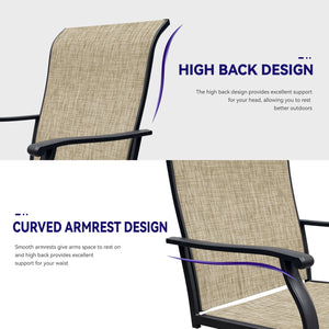 English Elm Swivel Textilene Patio Dining Chairs Set of 2 – Breathable Outdoor Porch Deck Chairs with 360° Rocking Black+Brown W213P271497