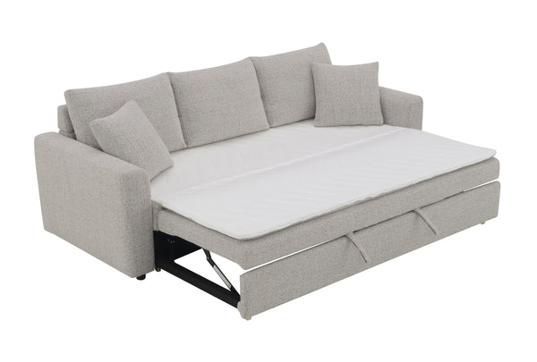 English Elm Connie Beige Boucle Sleeper Sectional Sofa w/ Full Pull-Out Bed, Removable Covers & Plush Foam Comfort B2726P250929