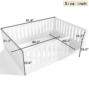 English Elm Queen Solid Pine Montessori Floor Bed for Kids with House Frame and Built-in Door Light White W5305P420638