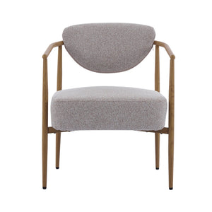 English Elm Beige Woven Fabric Dining Chair Set of Two with Wood Grain Iron Frame for Any Room W3149S00002