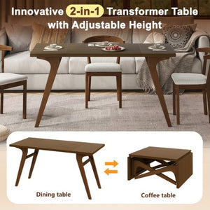 English Elm Transformer Solid Wood Convertible Table Adjustable Height Expandable Top for Small Spaces Walnut N735P406282D