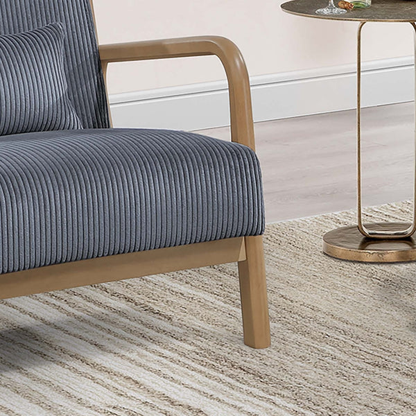 English Elm Dark Gray Modern Accent Chair with Corduroy Upholstery and Pillow, Low-Profile Reclined Design for Cozy Rooms B011P369876