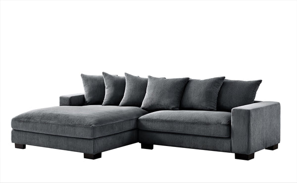 English Elm Luxe Oversized L-Shaped Sectional Sofa With Chaise - Dark Grey Corduroy, Deep Seating Comfort & Style B2735S00003
