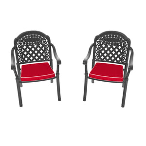 English Elm Cast Aluminum Patio Dining Chairs Set Of 2 With Stylish Black Frame & Comfortable Red Cushions W1710P166003