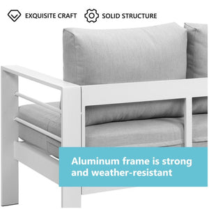 English Elm 5-piece Outdoor Aluminum Conversation Set Resort Style Patio Sofa with Wpc Coffee Table B082S00083
