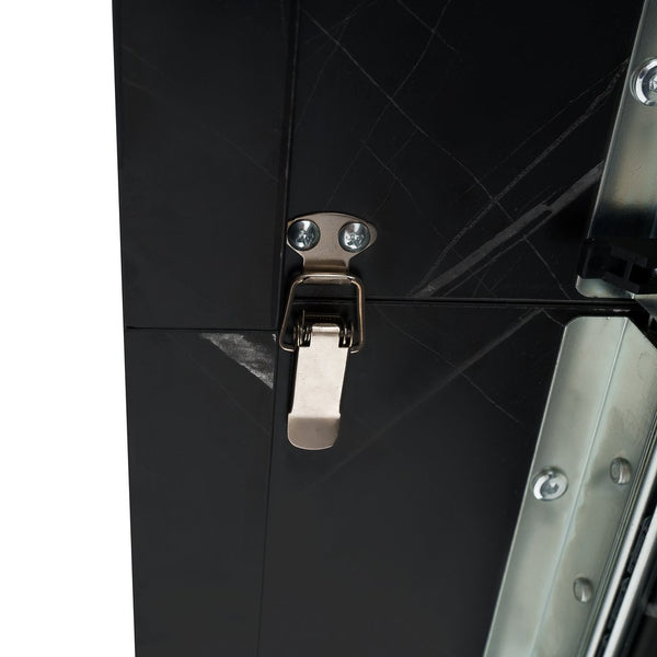 English Elm 47.24"-63"Modern Rectangle Dining Table with Extendable Top, Printed Marble Look, Sturdy Steel Base & Storage Black W757P331963